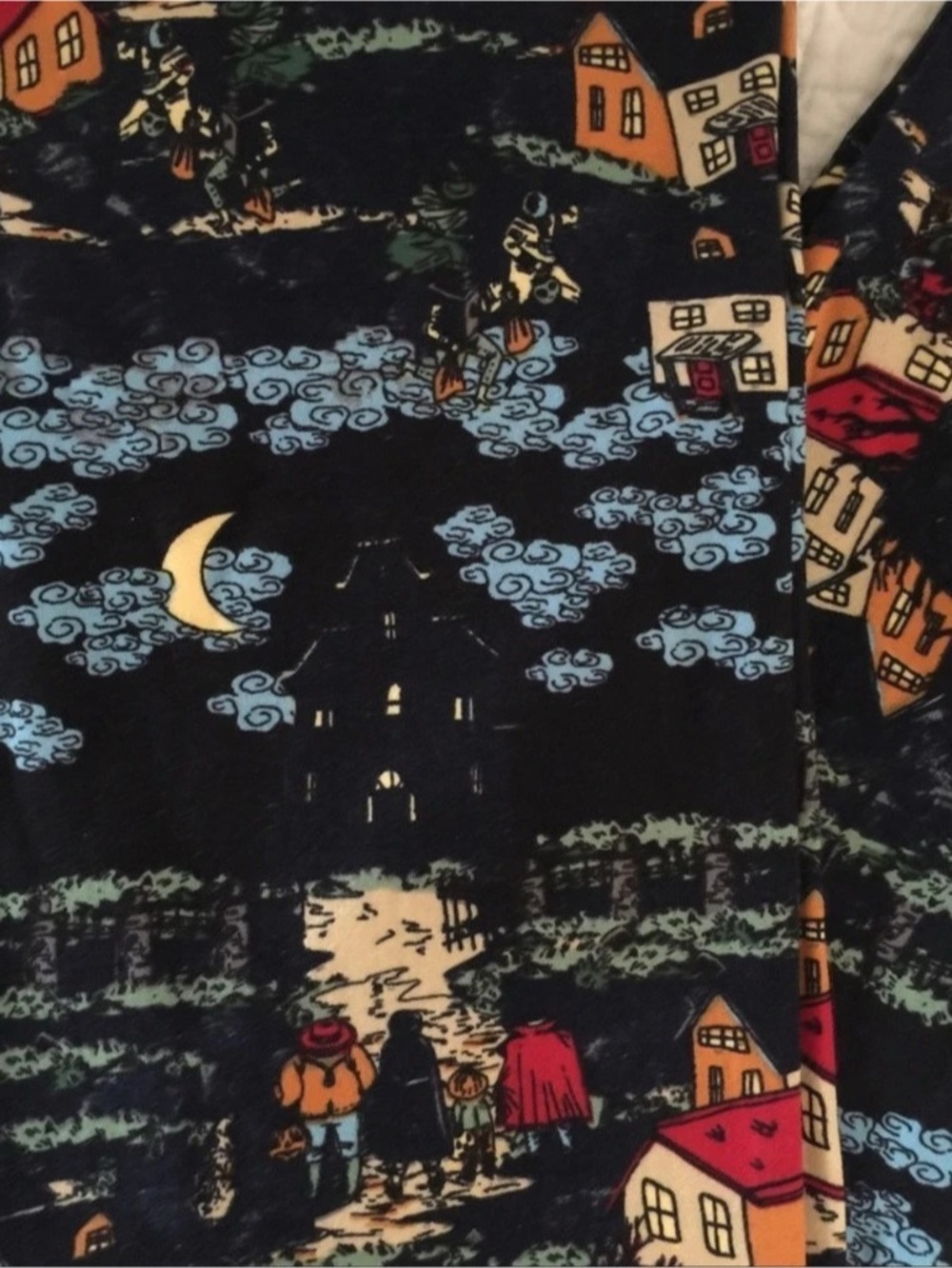 NWOT LuLaRoe T/C Halloween Haunted House Print Leggings Black & Blue - Picture 2 of 4